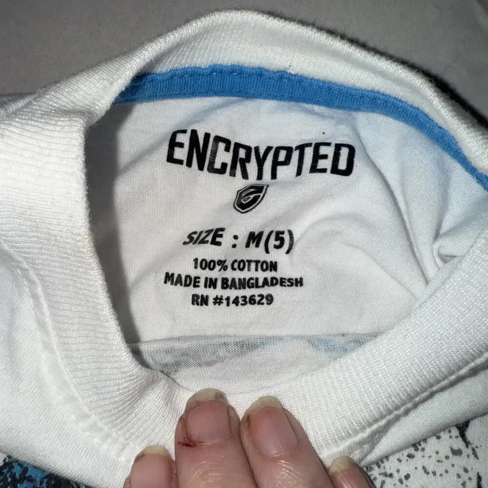 Preowned Boys Encrypted White Dinosaur Gamer T-Shirt And Gamer Shorts Size 5
